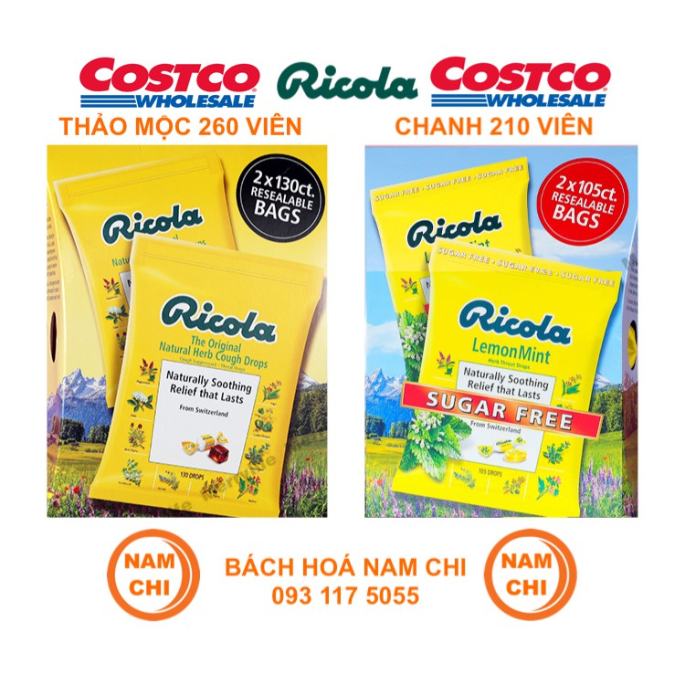 [DATE MỚI] Kẹo Ngậm Ho RICOLA Không Đường HỘP LỚN - Hàng Mỹ