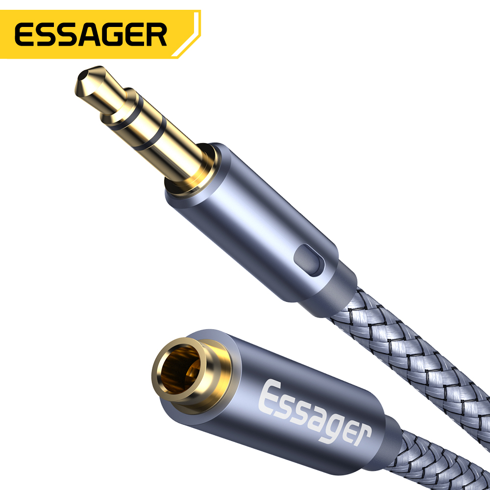 Essager Cáp mở rộng tai nghe Giắc cắm 35 mm Âm thanh Aux Cáp 35 mm Bộ chia loa nữ Dây kéo dài loa cho bộ chuyển đổi tai nghe