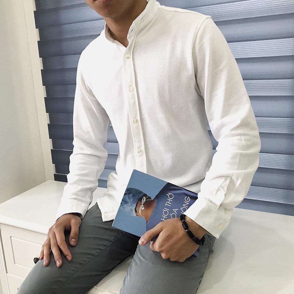 (Ảnh Thật) Áo sơ mi nam cổ tàu chất cotton 100% dáng ôm Hàn Quốc hàng VNXK