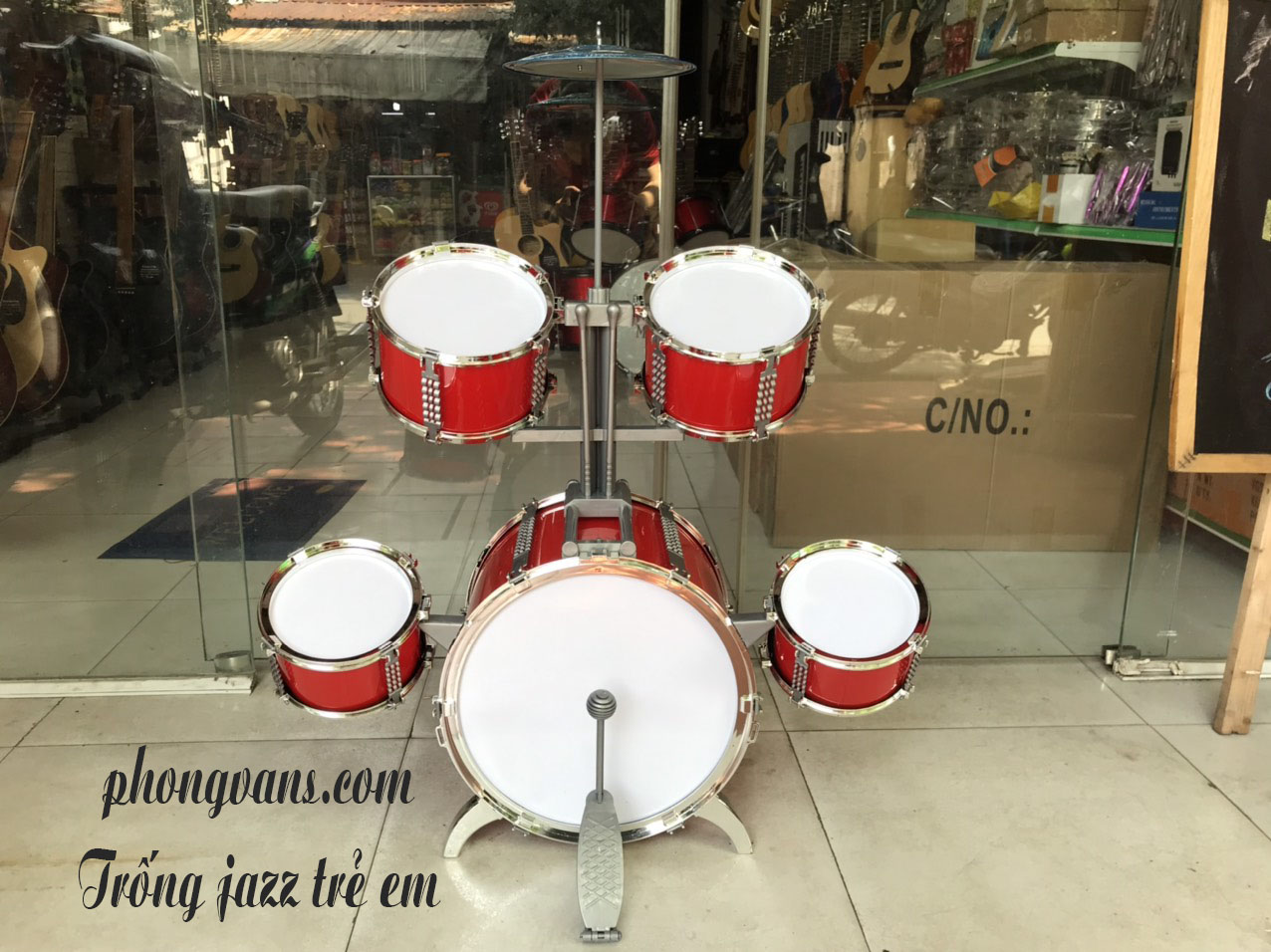 Bộ trống Jazz Drum 5 trống cho bé màu đỏ