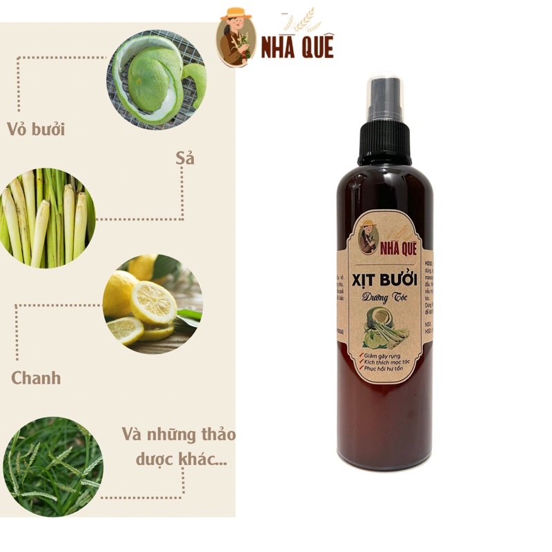 Xịt tóc bưởi, xịt dưỡng bưởi, tinh dầu bưởi, kích mọc tóc, giảm gãy rụng 250ml
