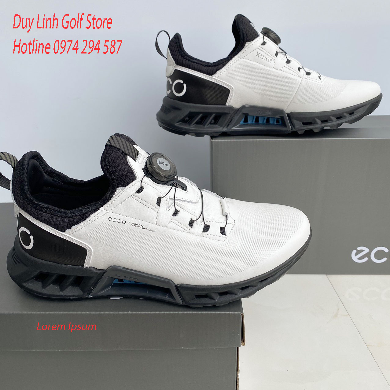 giày golf nam ecco, có nút vặn, chất liệu da pu cao cấp không thấm  nước, đi êm chân, men's golf shoes, giày gôn nam