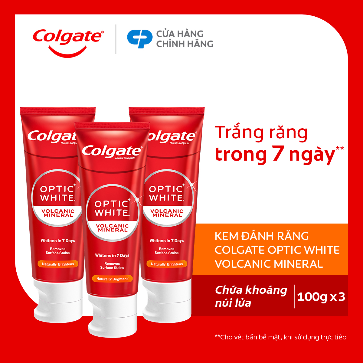 Bộ 3 Kem Đánh Răng Colgate trắng răng Optic White cho răng sáng bóng từ tinh thể khoáng trắng