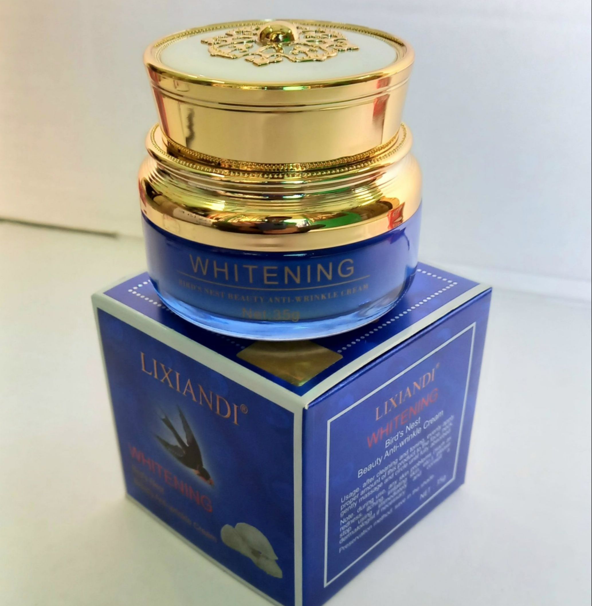 Kem lanxi kem nám chống nhăn mà thâm dưỡng trắng da Yến & Ngọc Trai Lixiandi Whitening Bird's Nest Pearl Beauty Melatonin Cream 35g Hong Kong