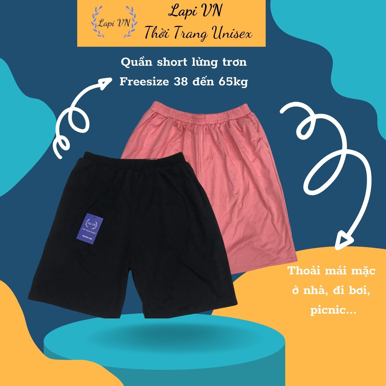 Quần Short Lửng Trơn -Lapi VN ,FREESIZE đến 65kg,Nam Nữ Đều Mặc Được, Chất Thun Thể Thao Thoáng Mát, Đồ Mặc Nhà