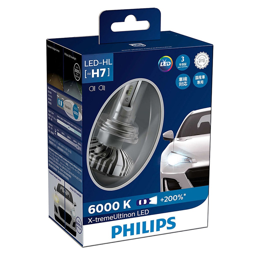 Bóng đèn ô tô philips bóng đèn xe hơi philips led h7 6000k +200% tăng sáng 200% philips h7 12985bwx2