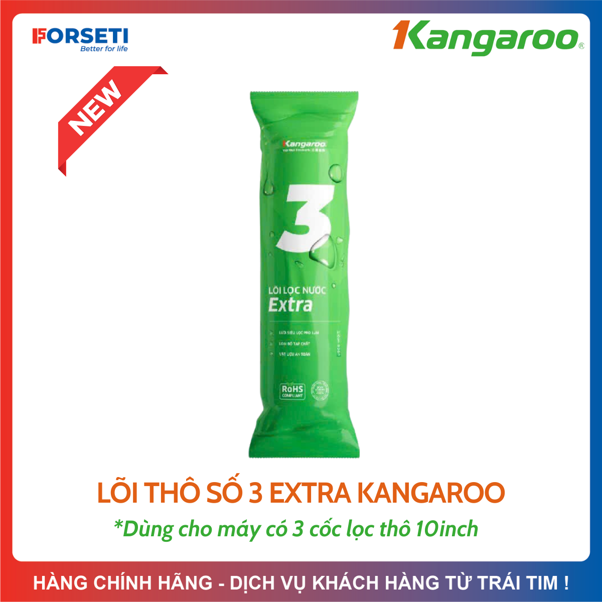 Lõi Lọc Nước Số 3 KANGAROO PP 1 Micron Loại Bỏ Tạp Chất Có Kích Thước Trên 1 Micron Và Bảo Vệ Màng RO