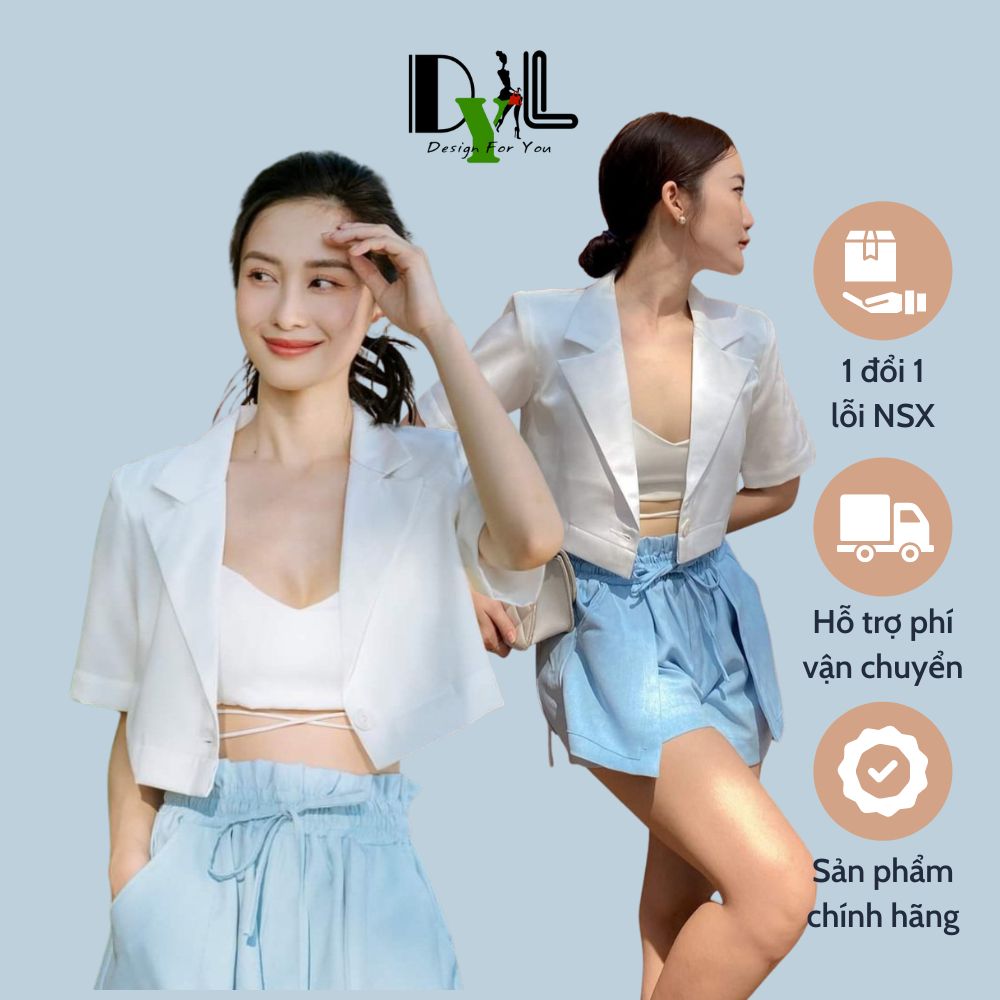 Áo Vest Croptop Tay Ngắn Dáng Lửng Siêu Xinh