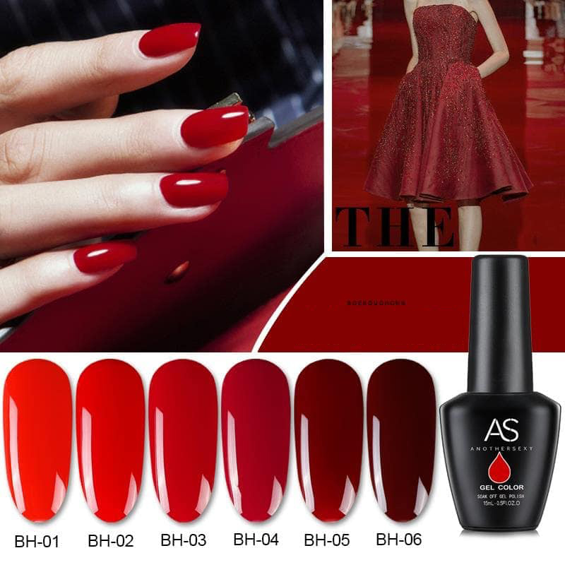 Bán lẻ chọn màu sơn gel as màu đỏ BH chai 15ml chăm sóc móng Nailart shop thời trang nữ