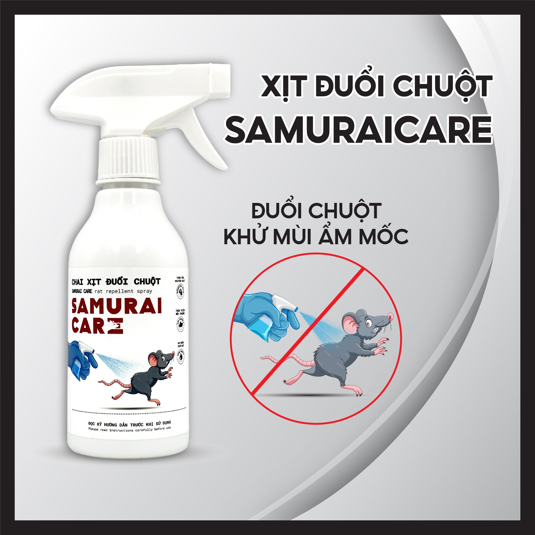 Xịt đuổi chuột samurai care - hương bạc hà-đuổi chuột an toàn hiệu quả cho xe hơi, ô tô, nhà cửa hàng nội địa nhật