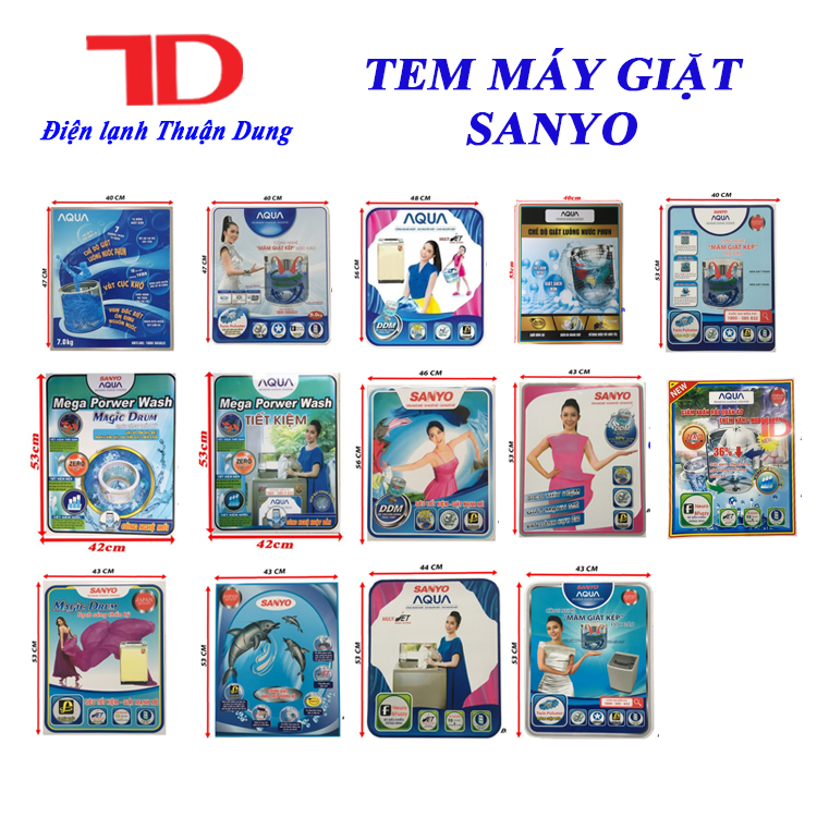 Tem dán máy giặt Sanyo, Tem máy giặt - Điện Lạnh Thuận Dung
