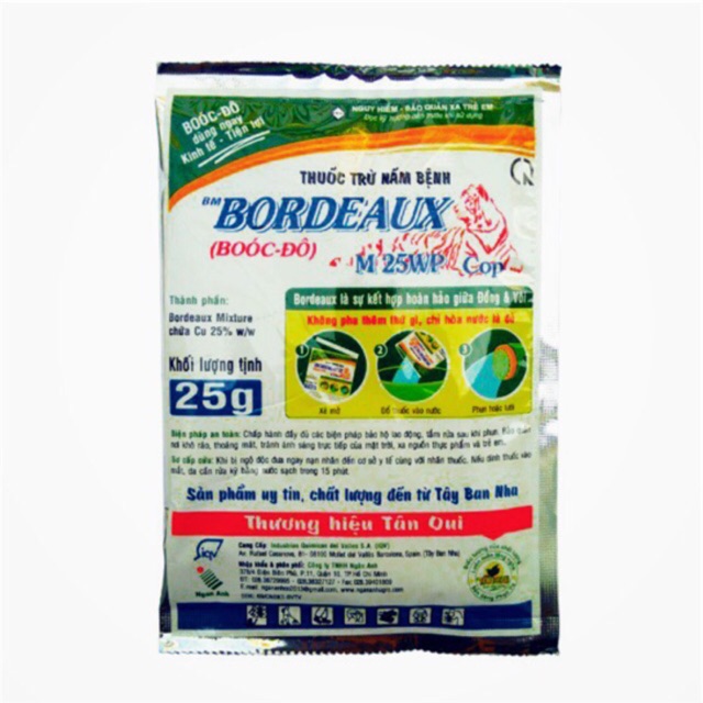 [HCM]Bordeaux 25WP Trừ Nấm Bệnh - Đốm Cháy Lá - Diệt Khuẩn Rong Rêu Gói 20Gr
