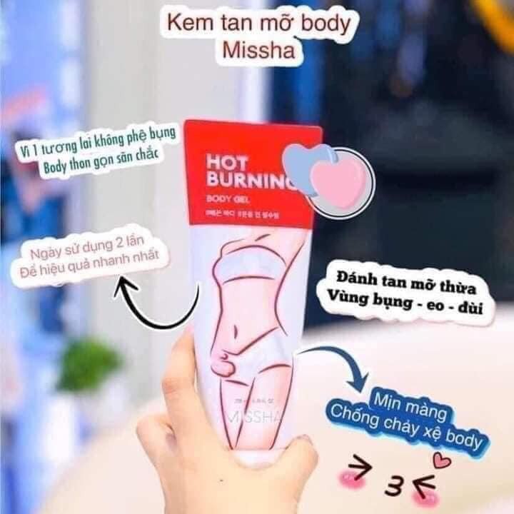 Gel đánh tan mỡ bụng, mỡ đùi hàng hiệu missha hot burning hàn quốc 200ml