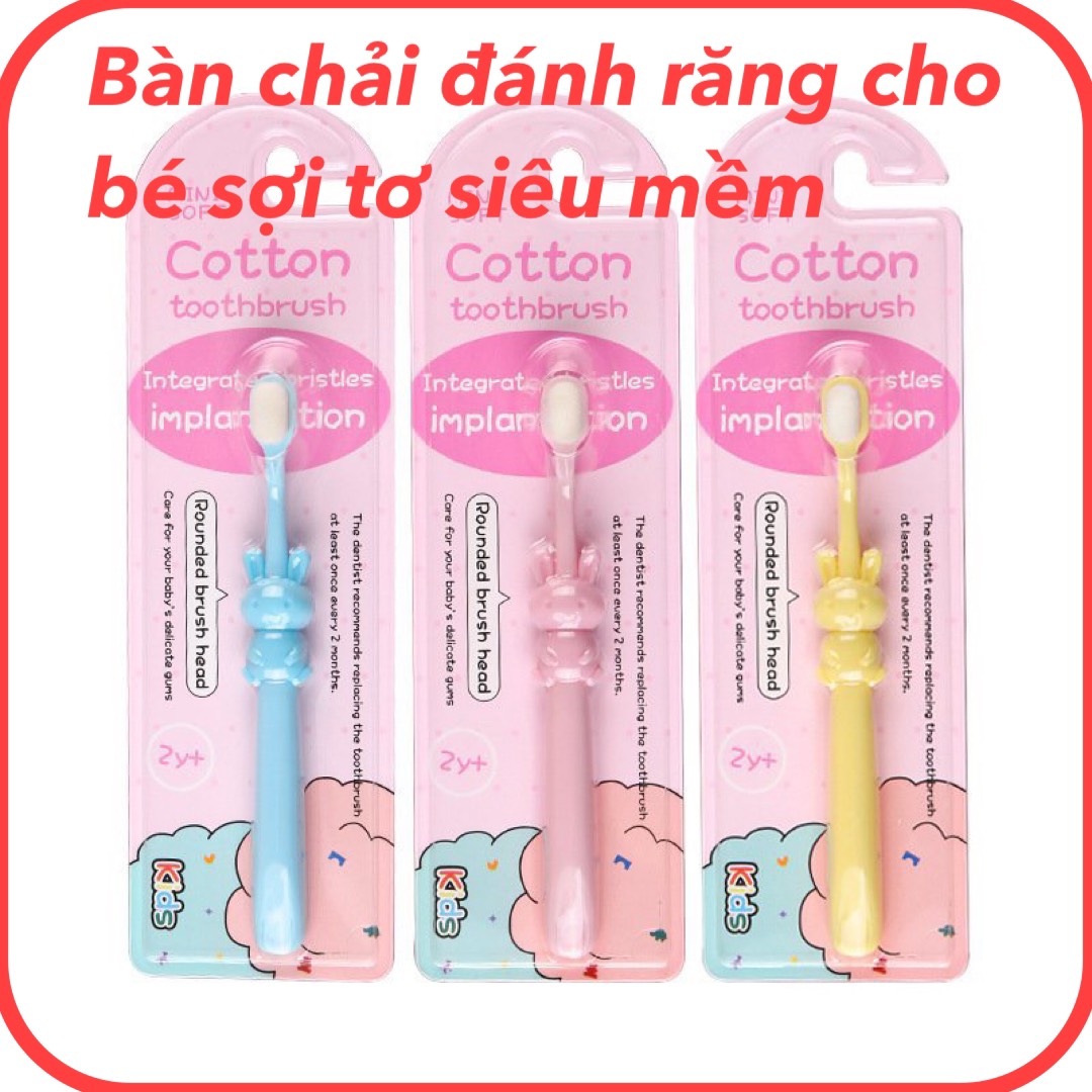 [HCM]Bàn Chải Dánh Răng Sợi Tơ Cotton Siêu Mềm Cho Bé 6M-2 Tuổi Mẫu Hoạt Hình