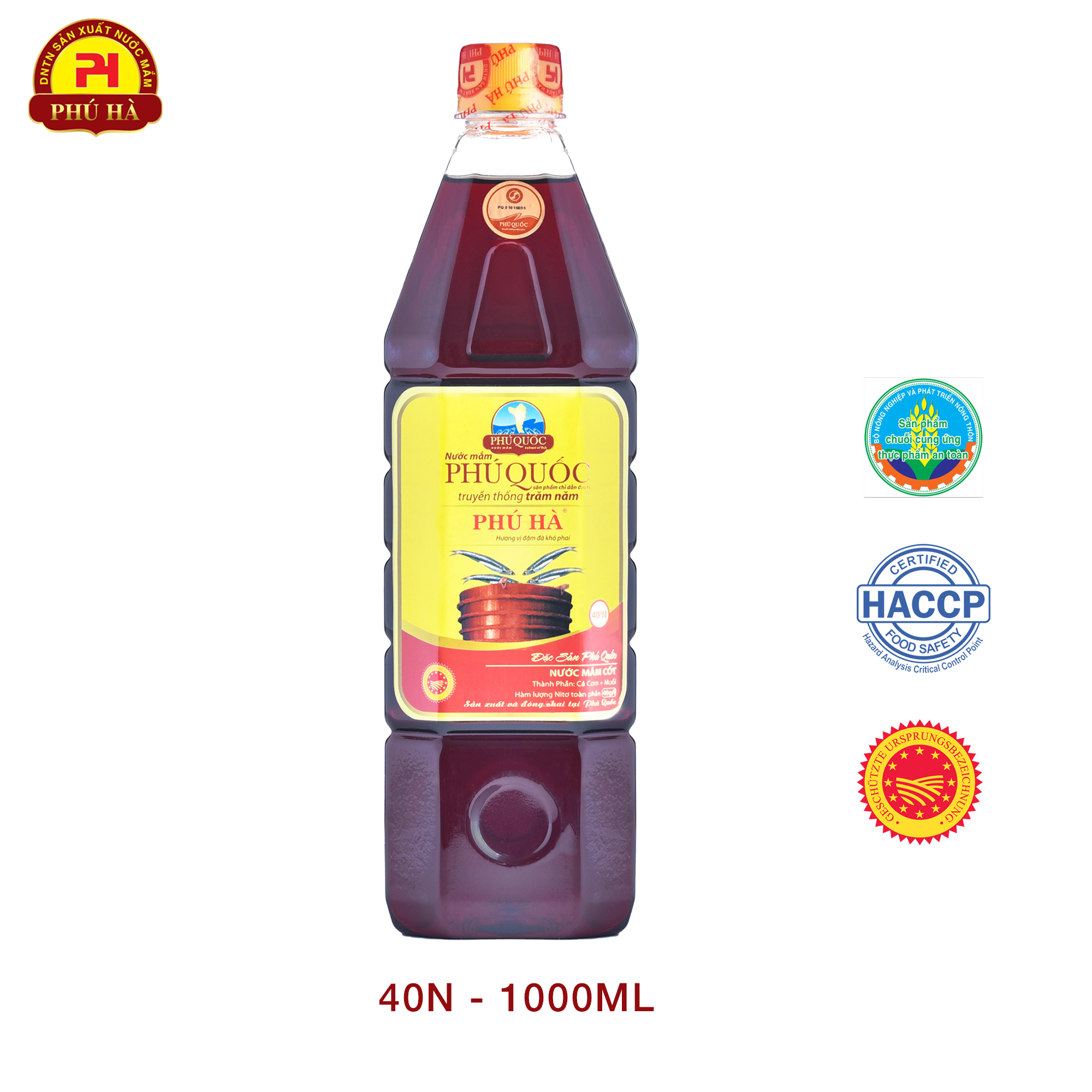 Nước mắm truyền thống Phú Quốc Phú Hà chai 1 lít 40N