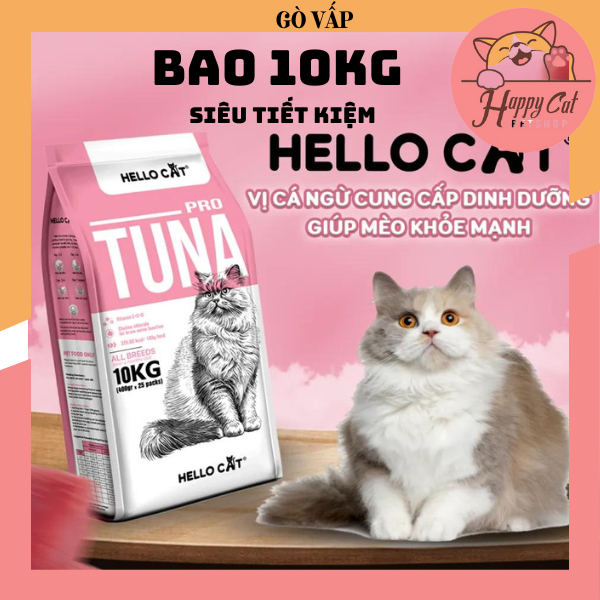 Hạt hello cat 10kg thức ăn hạt cho mèo - happy cat