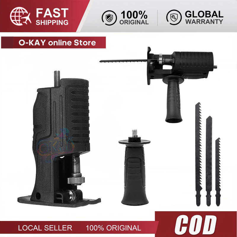 Bộ Chuyển Đổi Máy Khoan Thành Máy Cưa Điện Cầm Tay - 3 Lưỡi Cưa Đa Năng, Lắp Khoan Pin & Khoan Điện