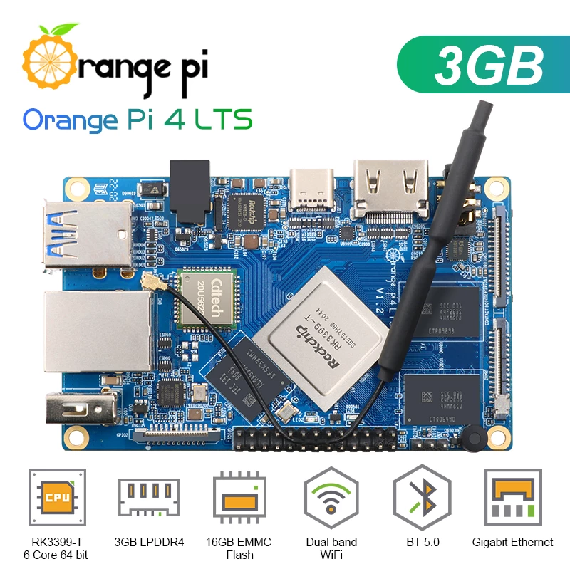 Orange pi 4 phiên bản lts chip lõi 6 rk3399 emmc 16gb 4gb ram
