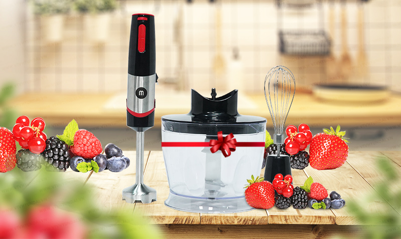 Mishio - máy xay cầm tay đa năng mk185 tặng 1 cối xay thịt + 1 đầu đánh trứng