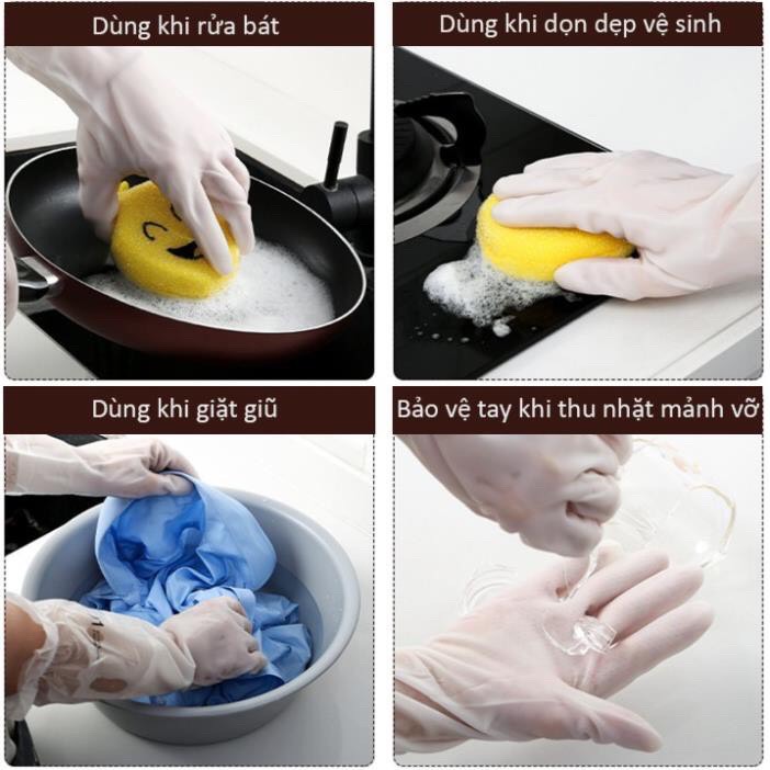 [ Bộ 2 chiếc ] Găng tay rửa bát chất liệu cao su an toàn sức khỏe, găng tay cao su lót nỉ siêu dai cao cấp có bo chun chắc chắn siêu rẻ