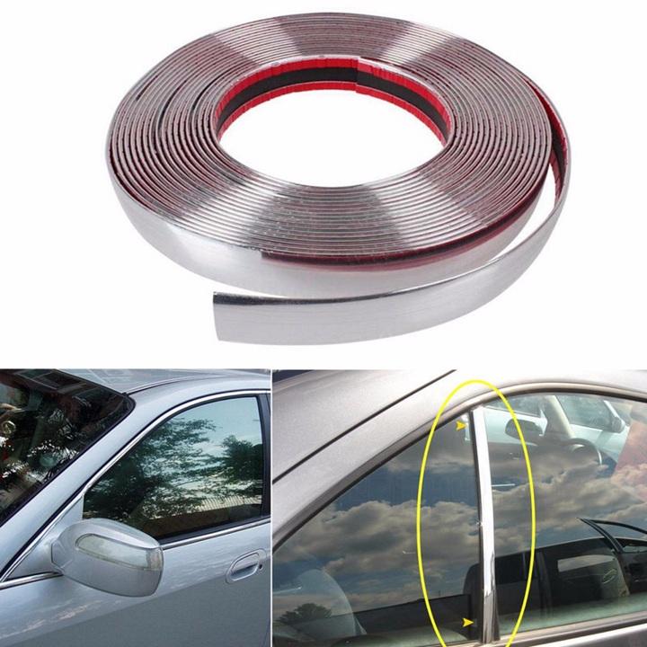 Bản 10mm Nẹp viền mạ crom trang trí chân viền kính ô tô, nẹp viền chân kính mạ crom, nẹp cao su mạ c