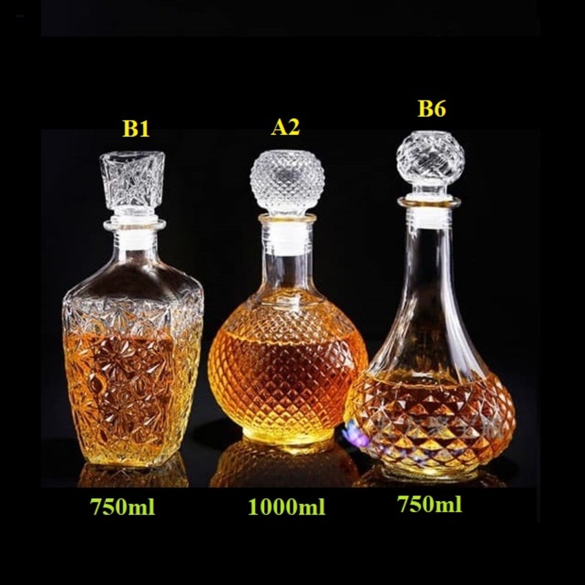 Chai thủy tinh đựng rượu mẫu a2, b1, b6 – vỏ chai rượu đẹp – bình đựng rượu cao cấp