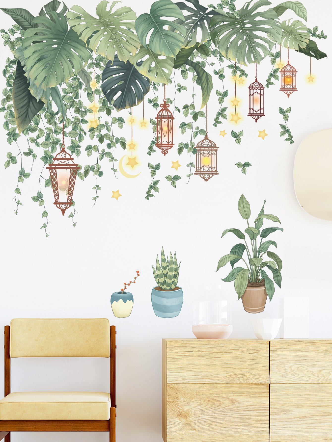 Tranh decal dán tường trang trí phòng khách ĐÈN HOA decal dán tường, sticker dán tường,Giấy dán tường, tranh dán tường PVC không thấm nước