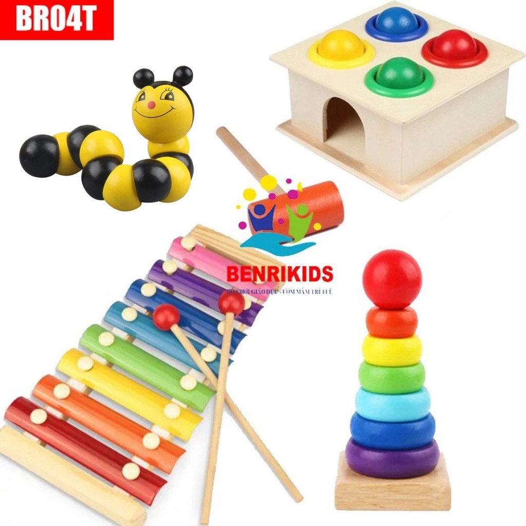 Combo Đồ Chơi Trẻ Em Bộ 4 Món Đồ Chơi Gỗ Thông Minh Cho Các Bé Mầm Non Từ 2 Đến 6 Tuổi, Giúp Bé Phát Triển Tư Duy Logic - Đồ Chơi Giáo Dục Benrikids