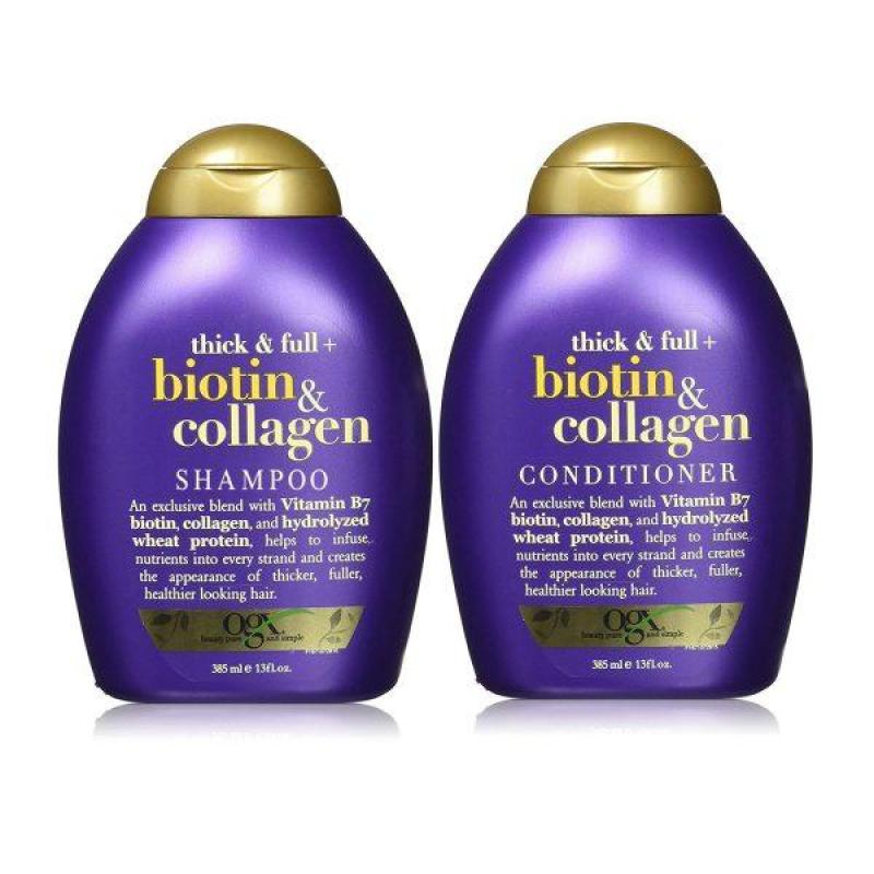 Bộ dầu gội và dầu xả ogx thick & full + biotin & collagen 385ml