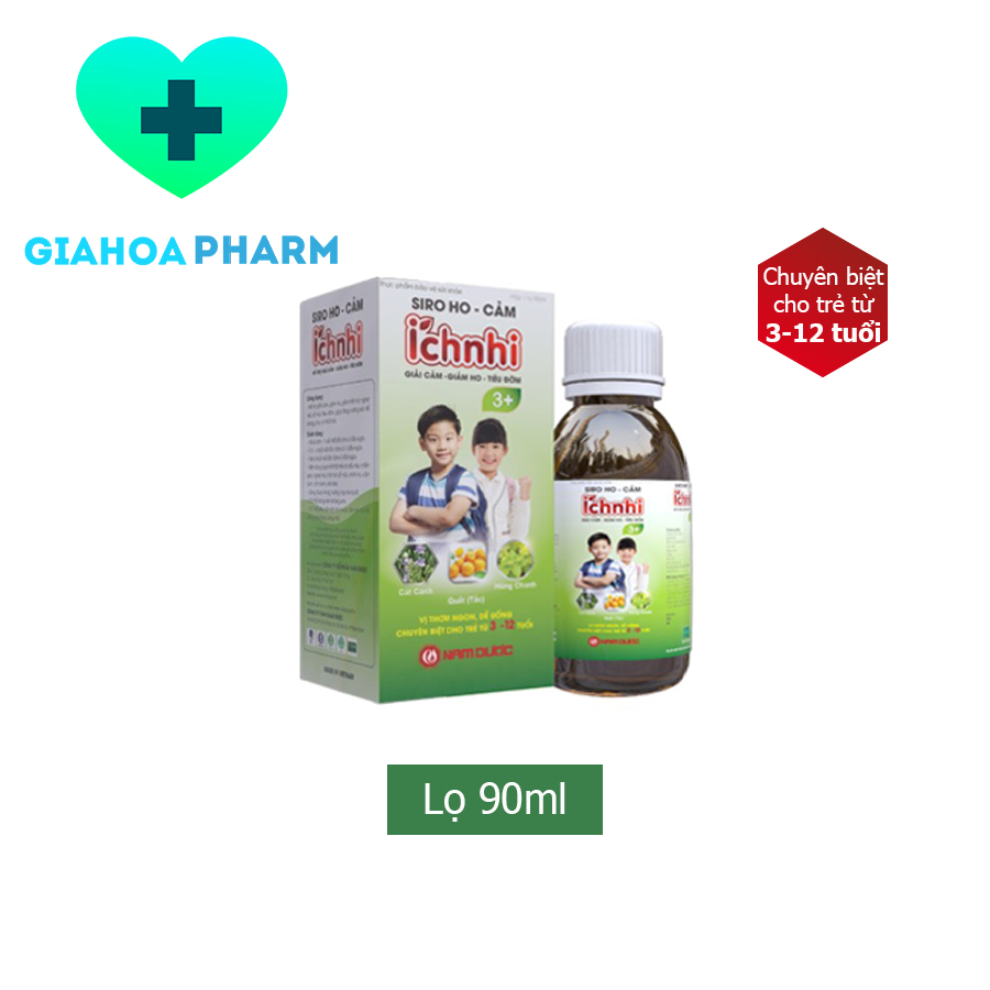 Siro ho cảm Ích Nhi - Nam Dược - Siro Ích Nhi 3+ 90ml - Giúp giải cảm, giảm ho, sổ mũi, nghẹt mũi, tăng sức đề kháng cho bé