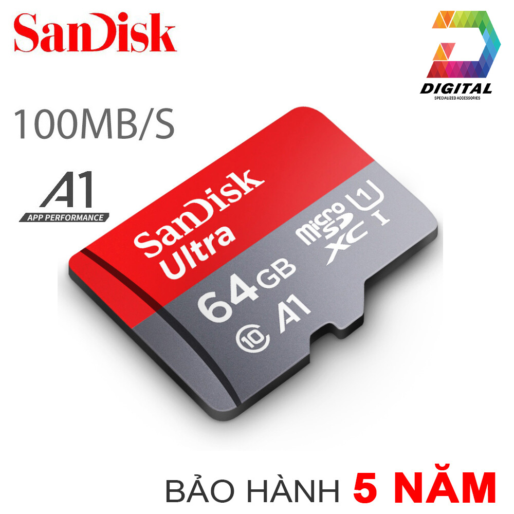 Thẻ nhớ sandisk ultra 64gb 100mb/s microsdxc uhs-i a1 chính hãng