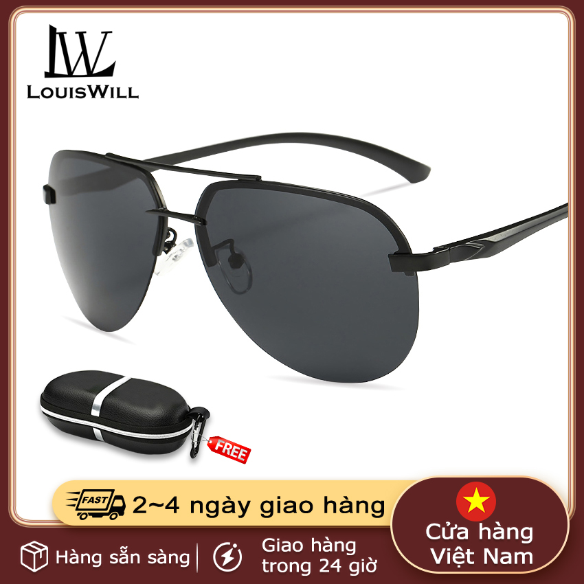 LouisWill Kính mát nam nữ Kính râm chống UV400 thiết kế mắt vuông dễ đeo màu sắc thời trang Kính mát thời trang
