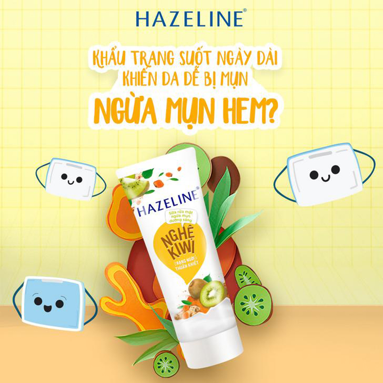 Sữa Rửa Mặt Hazeline Ngừa Mụn Sáng Da Nghệ & Kiwi (100g)