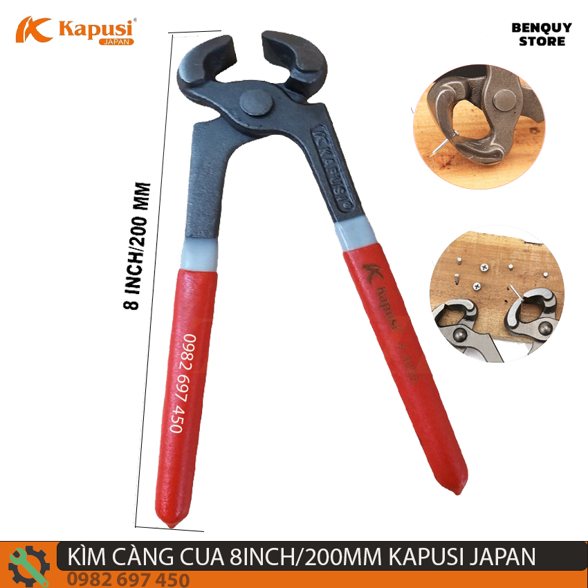 Kìm nhổ đinh - kìm càng cua 8inch/200mm kapusi japan - kìm đa năng dùng để cắt - nhổ - kẹp - giữ các loại đinh, thép..