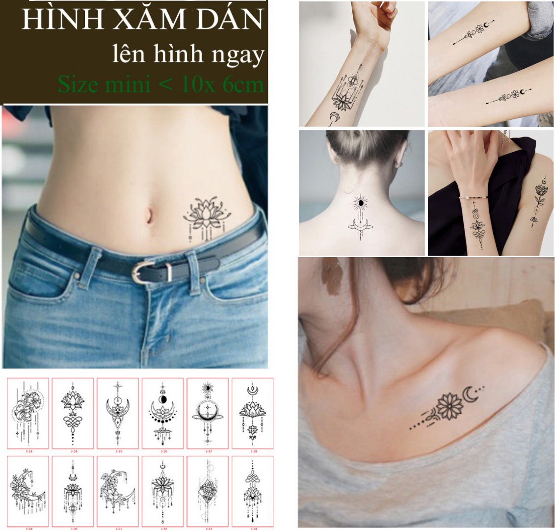 Hình dán BST style boho. Tatoo sticker mini 10x6cm, xăm giả lên hình ngay, không chống nước. Đọc kỹ mô tả