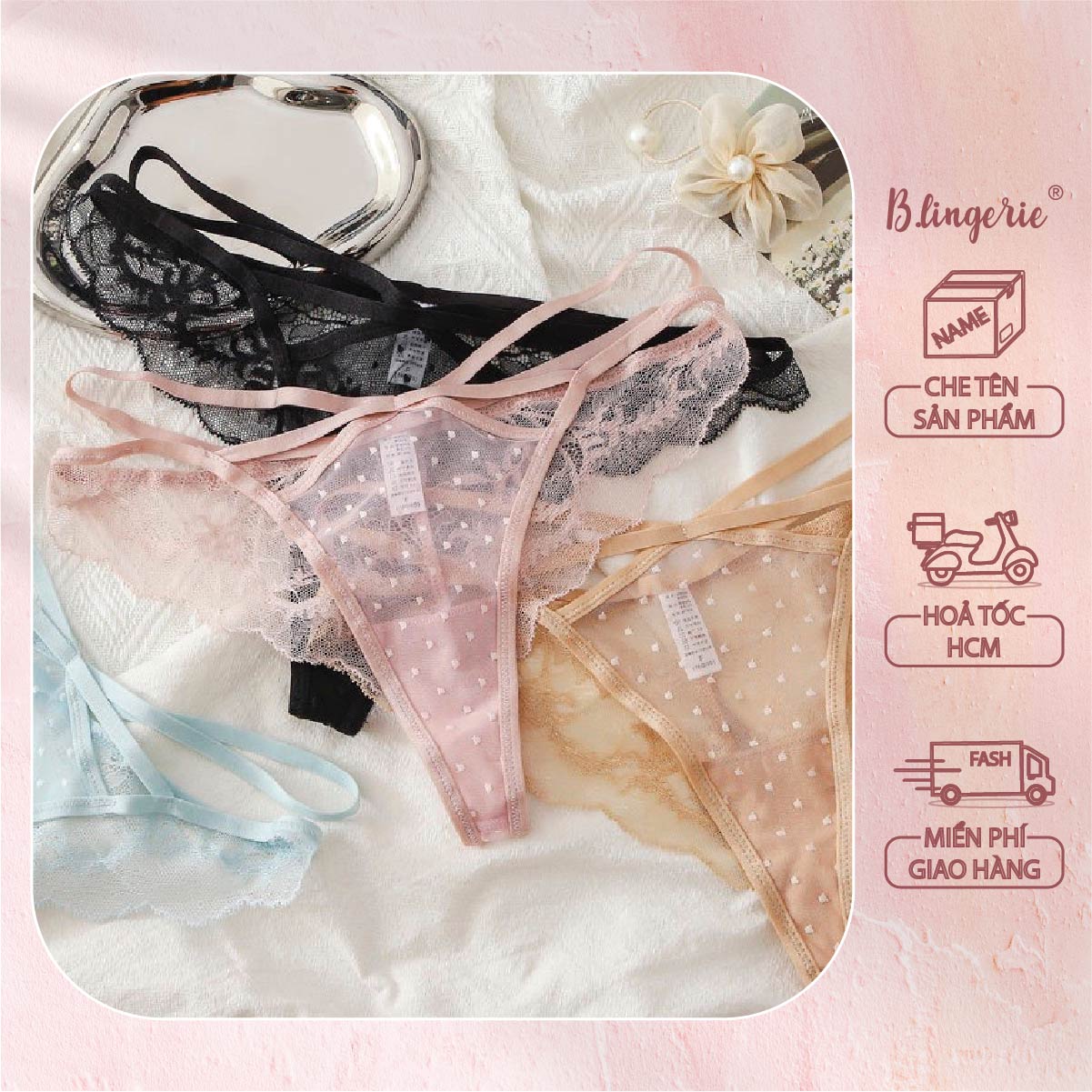 Quần lót ren lọt khe nữ tính - b.lingerie