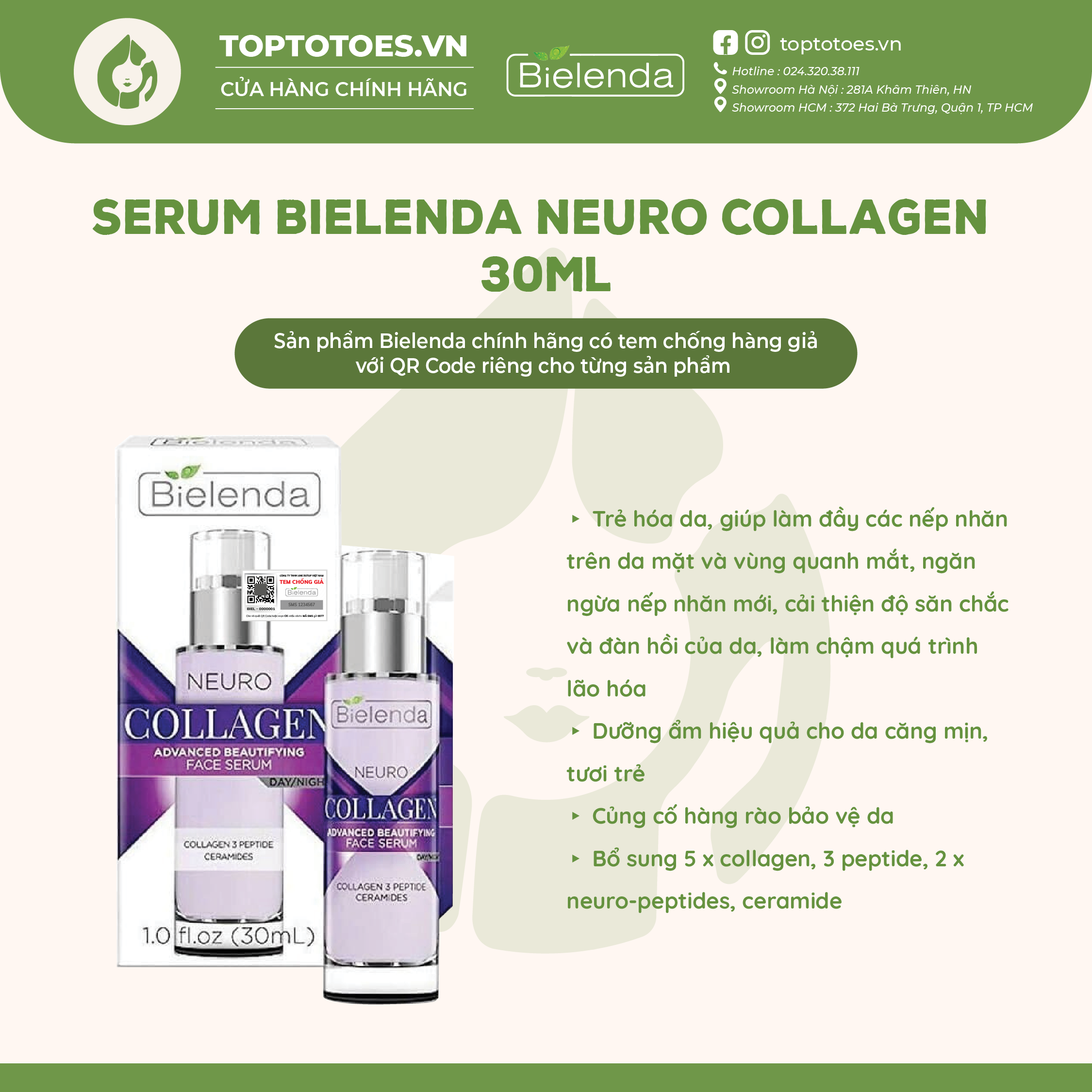 Serum Bielenda Neuro Collagen cho da săn chắc đàn hồi mờ nếp nhăn