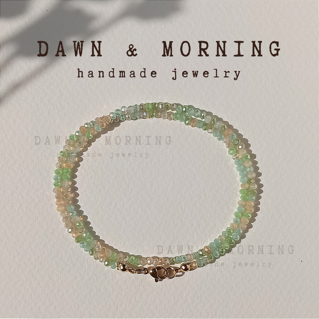 Xanh lá hạt dày ~2mm | Dây chuyền hạt pha lê phối nhiều màu phong cách tối giản, minimalist