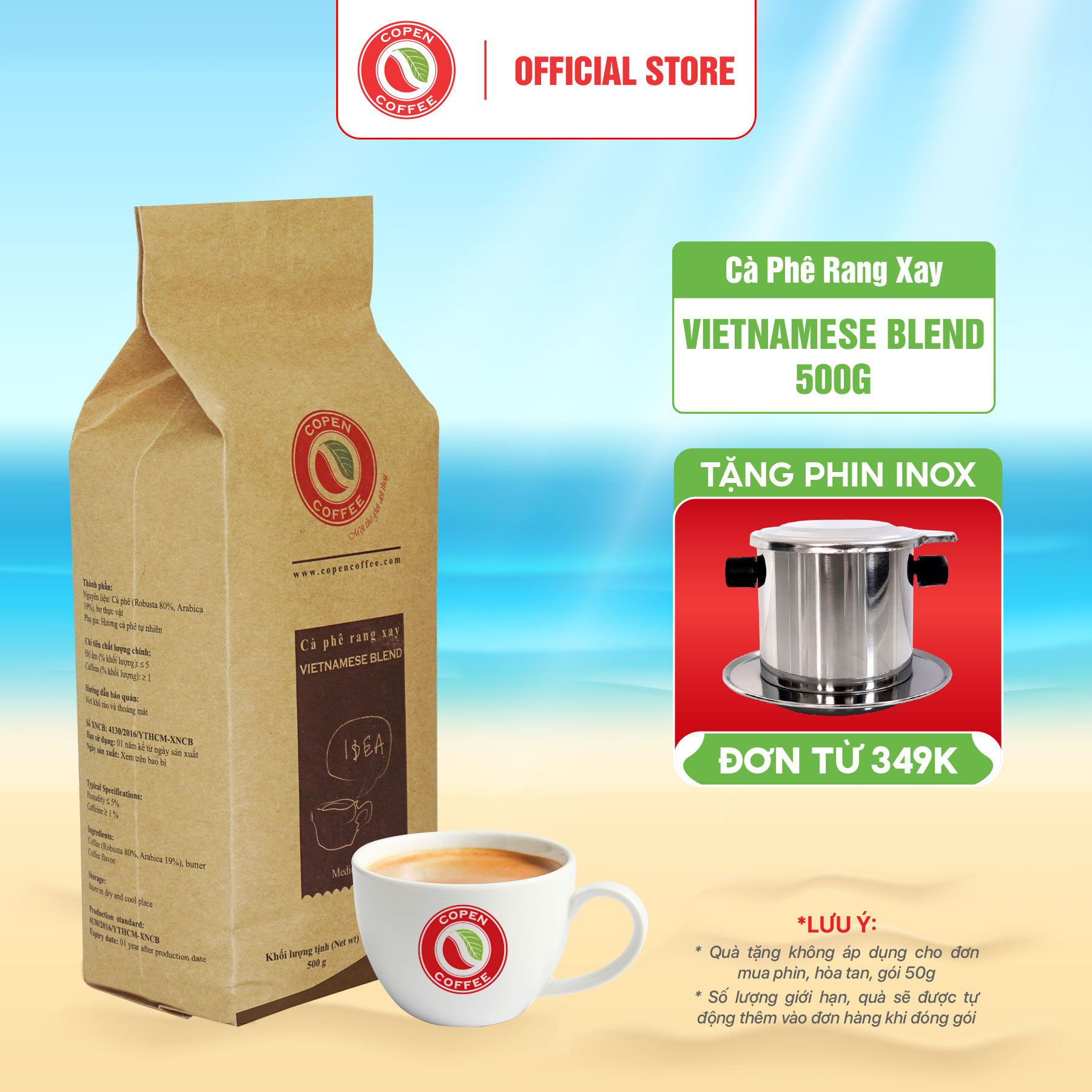 Cà phê bột pha phin blend Robusta & Arabica - Vietnamese Blend Copen Coffee 500G - gu truyền thống vị đắng vừa