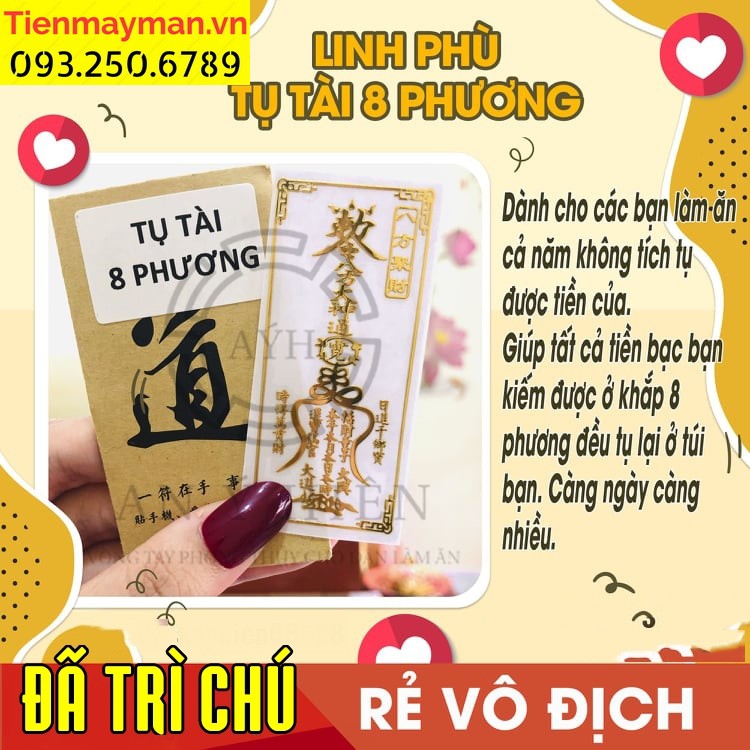 {GIÁ SỈ} Miếng dán điện thoại tài lộc, linh phù TỤ TÀI 8 PHƯƠNG, đem lại tài lộc, t.iền tài, may mắn hội tụ.
