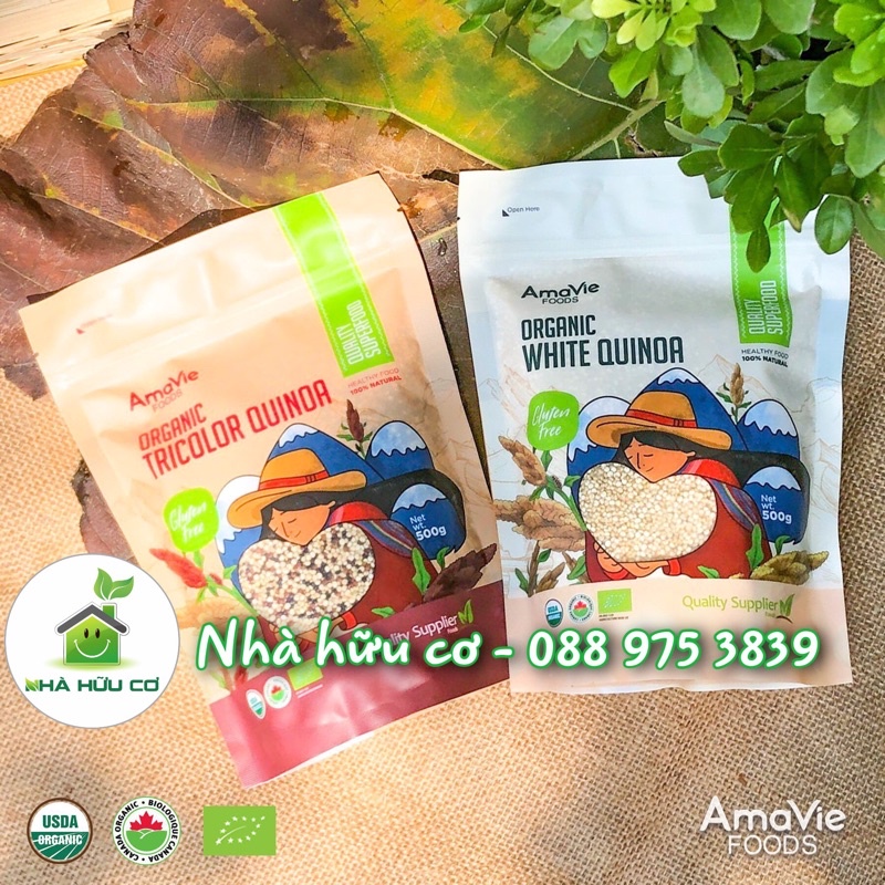 Hạt diêm mạch quinoa 3 màu hữu cơ Amavie Foods gói 100g và 500g
