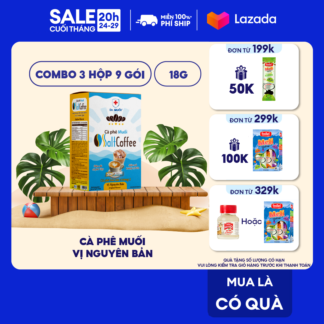 Combo 3 Hộp cà phê muối SaltCoffee cà phê hòa tan 5 in 1 dạng gói tiện lợi - Yến Việt