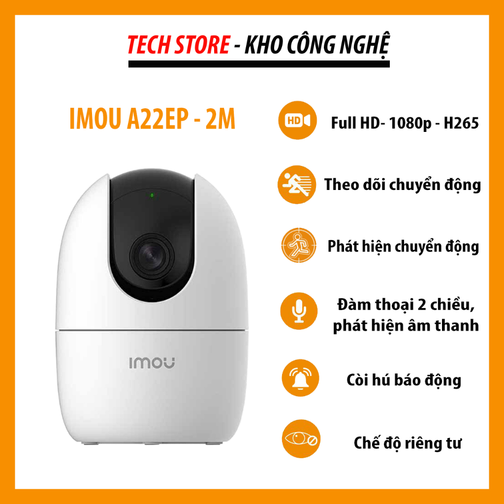 Camera wifi imou a22 - 2mp - full hd- quay quét 360 độ- đàm thoại 2 chiều- phát hiện chuyển động- theo dõi chuyển động
