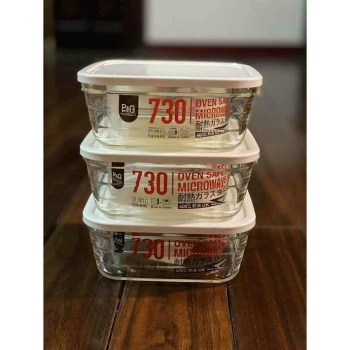 Hộp thủy tinh vuông chịu nhiệt lock&lock 730ml