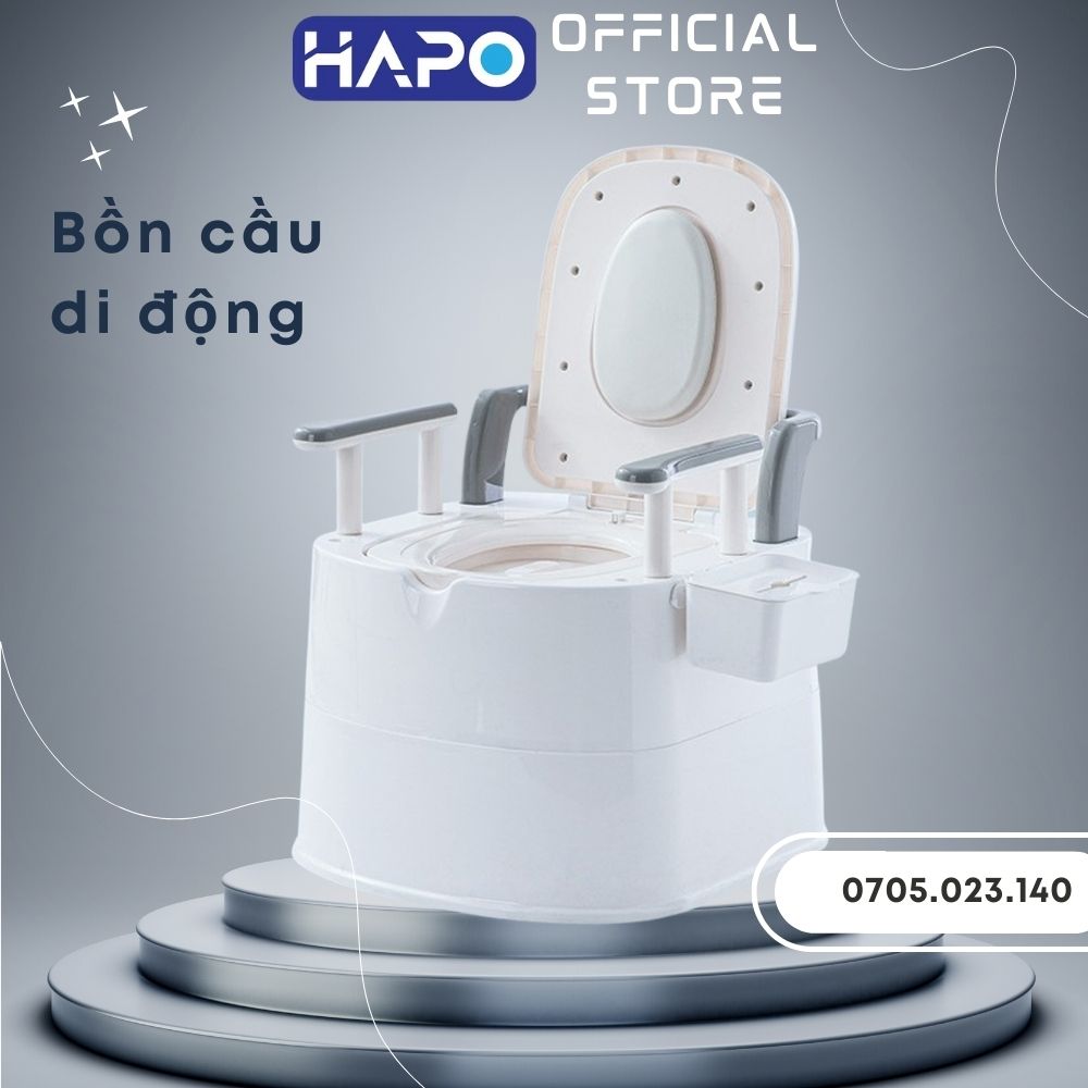 Bồn cầu di động có tay vịn đệm tựa lưng chắc chắn cho người già phụ nữ mang bầu, bồn cầu thông minh mini