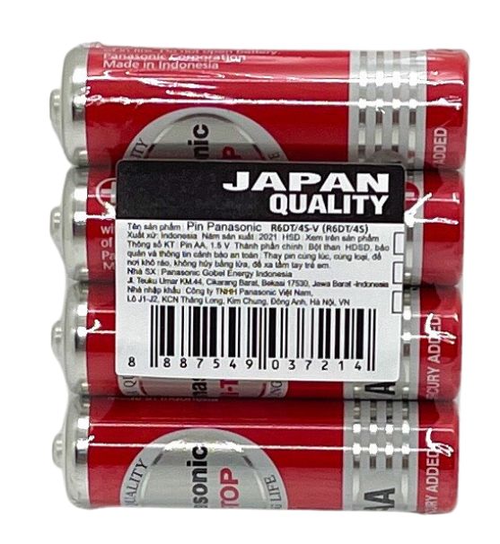 Pin tiểu / pin aa panasonic 1,5 v hi-top r6dt/4s - hàng chính hãng