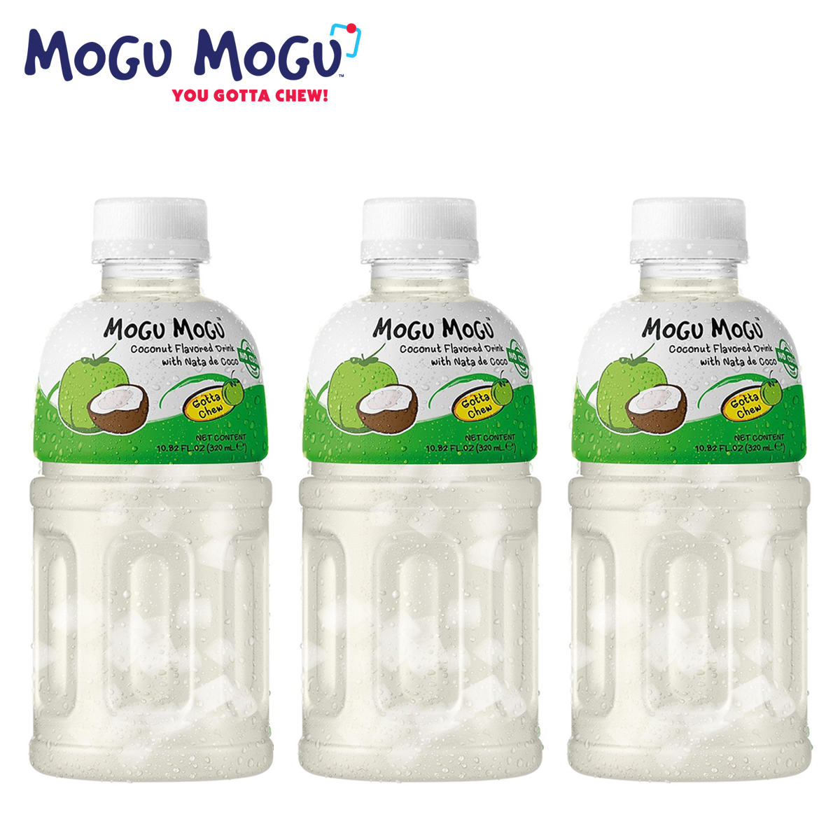 Combo 3 chai nước trái cây thạch dừa hương dừa coconut flavored drink with nata de coco mogu mogu 320ml