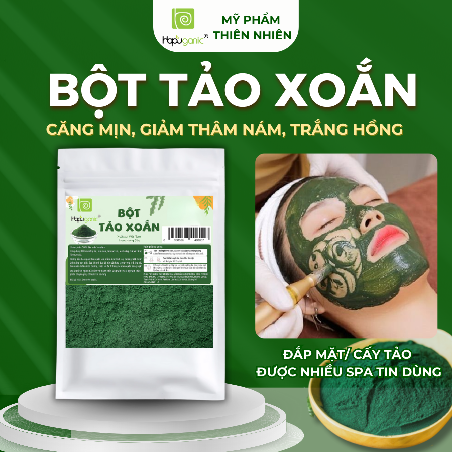  Bột Tảo Xoắn Spirulina Nguyên Chất Hapuganic Bột Đắp Mặt Thiên Nhiên giảm mụn sáng da mờ thâm nám trẻ hóa làn da từ tảo xoắn cao cấp 