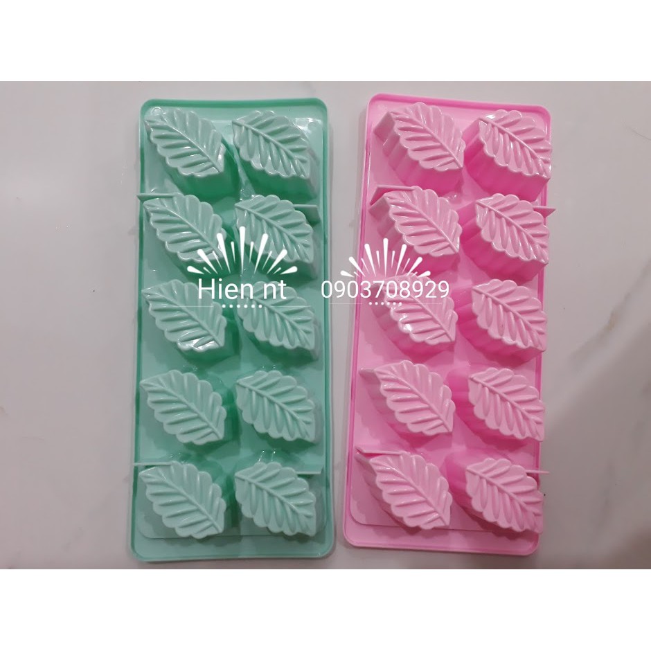 Set 2 Khuôn rau câu thạch phô mai đá hình chiếc lá 10 ô, chất lượng đảm bảo an toàn đến sức khỏe người sử dụng, cam kết hàng đúng mô tả