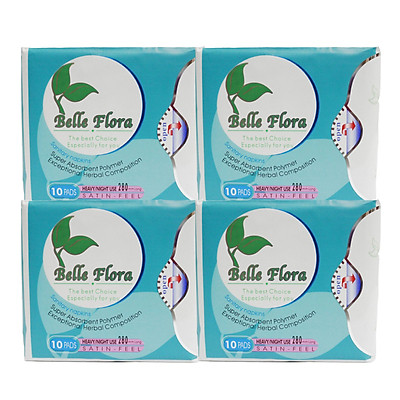 Bộ bvs ban đêm cotton belle folora 4 gói